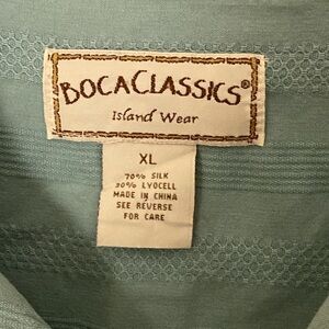 Boca Classics Silk Button Front Short Sleeve Camp Shirt Jacquard Pattern Size XL